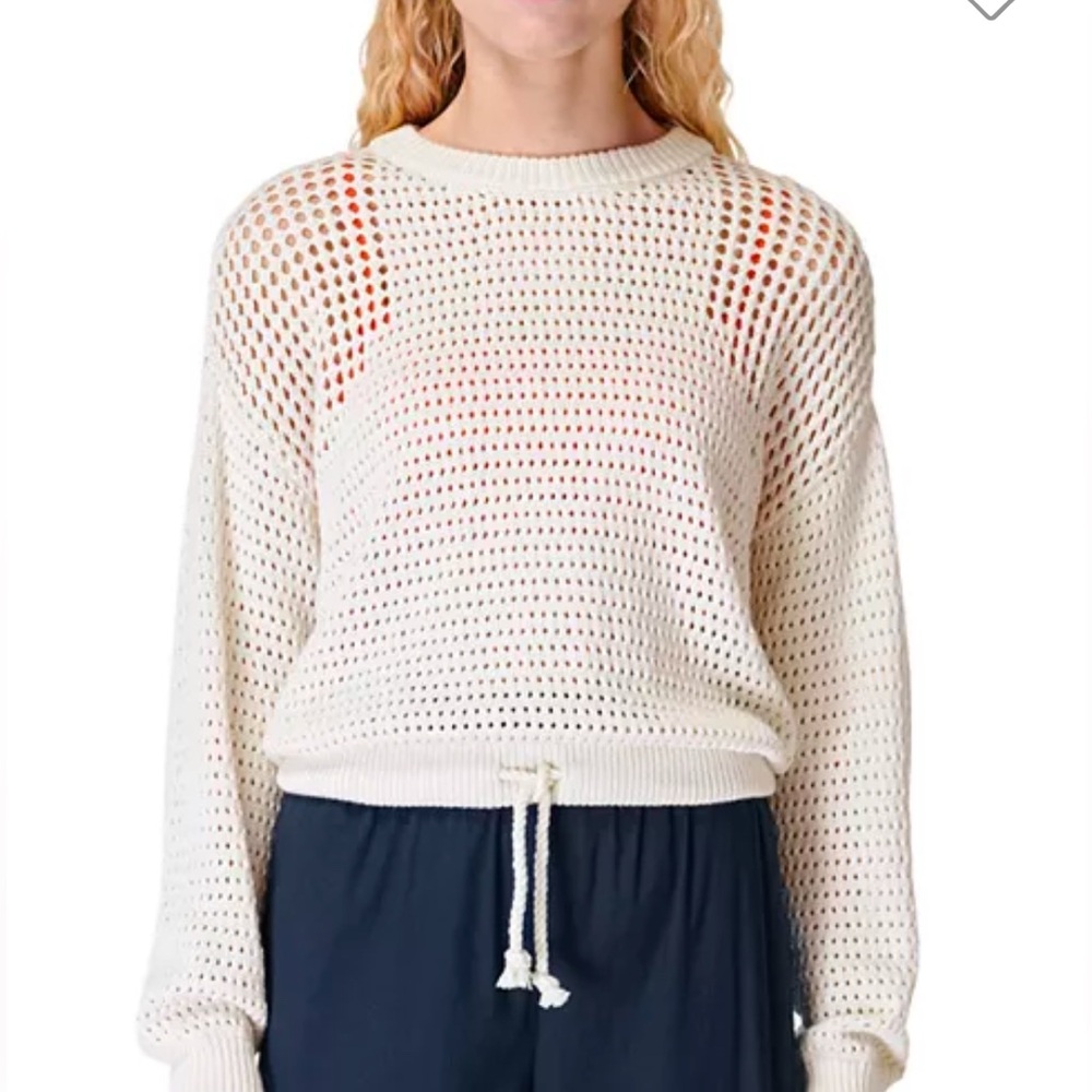 NWT Sweaty Betty Tides High Open Weave Sweater in white.